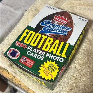 Vintage‎ Fleer 1990 Football Player Photo Cards BOX, 36 Ct